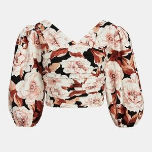 NWT Express Size XL Floral Print Pleated Front Crop Top